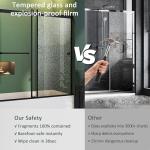 Bathtub Sliding Door, 55"-60" W x 56" H Tub Shower Door, Bathtub Glass Door Bathtub Double Sliding Shower Door Tempered Glass Explosion-Proof Film Stainless Steel Matte Black