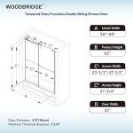 Woodbridge 56-60" W x 62" H Frameless Bathtub Shower Door,Double Sliding Soft-Close Doors,3/8(10mm) Tempered Glass with Explosion Proof Film in Brushed Nickel Finish