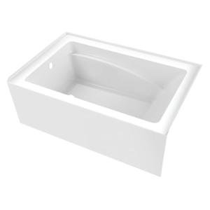 Aqua Eden VTAM5436L22T 54-Inch Acrylic 3-Wall Alcove Tub with Left Hand Drain, Glossy White