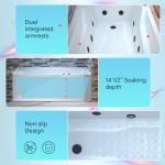 WOODBRIDGE 60" Alcove Acrylic Rectangular Whirlpool Heated Jetted Tub in White with Right Drain, Matte Black pop-up Drain Included BM6030R