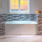 WOODBRIDGE 54" Acrylic Rectangular Alcove Soaking Bathtub in White with Left Drain, Chrome pop-UP Drain Included BA5430L