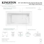 Aqua Eden VTAP5430R22TS 54-Inch Acrylic 2-Wall Corner Alcove Tub with Right Hand Drain, White