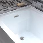 WOODBRIDGE 54" Acrylic Rectangular Alcove Soaking Bathtub in White with Left Drain, Chrome pop-UP Drain Included BA5430L