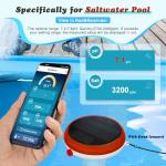 YINMIK Solar Charged Pool Monitor, WiFi pH and Salinity Tester for Salt Water Pool, 5 in 1 Smart Pool Water Salt Monitor, Floating Salt pH Meter for Swimming Pool, Hot Tub, Jacuzzi, Spa(USB Charging)
