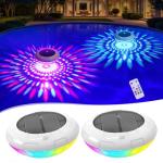 Cootway Floating Pool Lights w/Remote, 6.5 Inch RGB Solar Pool Lights That Float with 9 Dynamic Lighting, IP68 Waterproof Pool Floating Light, Hangable Solar Floating Light for Pools Party Garden(2)