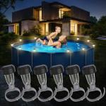 VICHTOP Solar Pool Lights - 6 Pack, Pool Light for Framed Above Ground Pools, Outdoor Swimming Pool Fence Decoration Accessories, Waterproof LED Pool Solar Lights, Pool Enclosure Lighting Decor