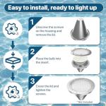 Litezone LED Pool Light Bulb: 120V 45W RGBW Pool Light for Inground Pool with 15 Light Modes - 7000K Pool Lighting - E26 Replacement for Pentair and Hayward Pool Light Fixture