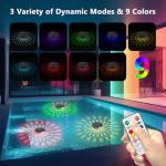 Solar Rechargeable Floating Pool Lights(2 Pack), Pool Lights That Float with Remote Control, 9 Lighting, Timing Mode, IPX7 Waterproof for Inground Pool, Bathroom, Bathtub, Pool Party