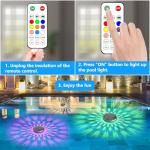 Solar Rechargeable Floating Pool Lights(2 Pack), Pool Lights That Float with Remote Control, 9 Lighting, Timing Mode, IPX7 Waterproof for Inground Pool, Bathroom, Bathtub, Pool Party