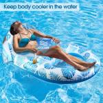 COOLCOOLDEE Pool Lounge Float with Canopy UPF50+,Extra Large Pool Floats for Adults Heavy Duty,Inflatable Lounger Float with Cup Holder & Backrest,Footrest