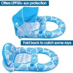 COOLCOOLDEE Pool Lounge Float with Canopy UPF50+,Extra Large Pool Floats for Adults Heavy Duty,Inflatable Lounger Float with Cup Holder & Backrest,Footrest