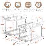 Delamu 2-Tier Multi-Purpose Bathroom Under Sink Organizers and Storage, Stackable Kitchen Pantry Organization, Pull Out Medicine Cabinet Organizer with Movable Dividers, White, 2 Pack