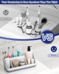 Bathroom Counter Organizer and Storage, 7 Slots Detachable Toothbrush Holders for Bathrooms, Anti-Slip Electric Toothbrush and Toothpaste Holder Countertop Vanity Organizer Accessories for Adults Kids