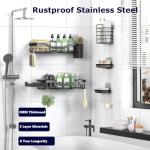 NESOMI Shower Caddy Adhesive Shower Organizer 7-Pack, Rustproof Stainless Steel Bathroom Shelves, Large Capacity No-Drill Rack Storage Accessories with Soap Dish Toothbrush Holder &24 Hooks Home Decor