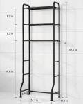 Kitsure Over Toilet Storage Rack - Metal Over Toilet Bathroom Organizer Shelf, Over The Toilet Storage Cabinet with Paper Holder and Hooks, Bathroom Cabinet for Laundry, Black, 3 Tiers (63.2" H)