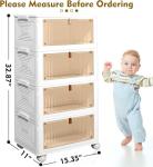 CTSNSLH 4 Tier Plastic Storage Bins and Boxes Organizer - Stackable with Lids for Bedroom, Living Room, Office - Foldable Containers