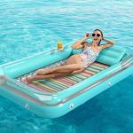 Jasonwell 4 in 1 Inflatable Tanning Pool Lounger Float - Sunbathing Lounge Floatie Raft Toys, Water Filled Tanning Bed Mat Pad Blow Up Kiddie Pool with Ball Pit for Adult, Kids (L)