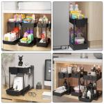 Sevenblue 3 Pack Under Sink Organizers, 2-Tier Multi-Use Kitchen and Bathroom Organizers and Storage with Sliding Drawers，Bathroom Cabinet Organizer (Black, 12.8 Inch)