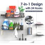 NESOMI Shower Caddy Adhesive Shower Organizer 7-Pack, Rustproof Stainless Steel Bathroom Shelves, Large Capacity No-Drill Rack Storage Accessories with Soap Dish Toothbrush Holder &24 Hooks Home Decor