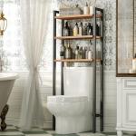 HOOBRO Over The Toilet Storage, 3-Tier Bathroom Organizer Shelf Over Toilet, Freestanding Bathroom Storage Shelves, Space Saver, Easy to Assemble for Room, Rustic Brown and Black BF41TS01