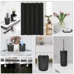Black Bathroom Accessories Set, 9-Piece Bathroom Accessory Sets Complete with Trash Can, Shower Curtain, Vanity Tray, Soap Dispenser, Soap Dish, Toothbrush Holder, Toothbrush Cup and Toilet Brush