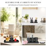 Black Bathroom Accessories Set, 9-Piece Bathroom Accessory Sets Complete with Trash Can, Shower Curtain, Vanity Tray, Soap Dispenser, Soap Dish, Toothbrush Holder, Toothbrush Cup and Toilet Brush