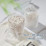 RYTOXILO Bathroom Accessories Set, 4 Pack Clear Glass Bath Accessory Sets Complete, Diamond Soap Dispenser and Toothbrush Holder Set for Bathroom Counter Organizer Essentials, Modern Bathroom Decor