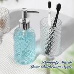 RYTOXILO Bathroom Accessories Set, 4 Pack Clear Glass Bath Accessory Sets Complete, Diamond Soap Dispenser and Toothbrush Holder Set for Bathroom Counter Organizer Essentials, Modern Bathroom Decor