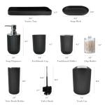 Black Bathroom Accessories Set, 9-Piece Bathroom Accessory Sets Complete with Trash Can, Shower Curtain, Vanity Tray, Soap Dispenser, Soap Dish, Toothbrush Holder, Toothbrush Cup and Toilet Brush