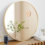 NEWBULIG Gold Round Wall Mirror 24 Inch, Bathroom Mirrors for Over Sink, Wall Decor for Bathroom, Entryway, Bedroom, Vanity
