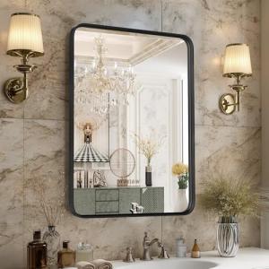 Sweetcrispy 22x30 Inch Black Bathroom Mirrors for Wall, Bathroom Mirrors for Over Sink, Rectangle Wall Decor for Entryway, Bedroom, Vanity