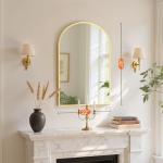 Sweetcrispy 20"x30" Arched Gold Bathroom Mirrors for Wall, Bathroom Mirrors for Over Sink, Metal Framed with HD Shatter-Proof Glass for Entryway, Living Room, Bedroom