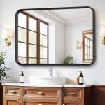 Atilioo Bathroom Mirror for Wall, 30x22 Inch Rectangle Mirror, Matte Black Metal Framed Bathroom Vanity Mirror for Restroom Farmhouse, Anti-Rust, Tempered Glass, Horizontally or Vertically Hanging