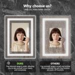 Sweetcrispy 24.1"x32.1" Smart Anti-Fog LED Bathroom Mirror with Front Light & Backlit, 3 Color Temperatures, Dimmable, Memory Function, Rectangle Modern Vanity Mirror