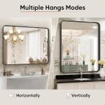 DUMOS Black Metal Framed Vanity Rounded Rectangle Bathroom Mirrors for Over Sink Wall, 36x24 Inch Large Matte Mirror, Modern Decorative for Restroom, Farmhouse, Horizontally or Vertically Hanging