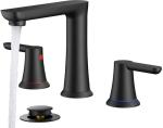 FORIOUS Black Bathroom Faucet 3 Hole, Two Handle 8 Inch Widespread Bathroom Sink Faucet Matte Black with Metal Pop-up Drain, cUPC Supply Lines and Water Saving Aerator for Basin, Vanity, or Commercial