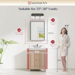 Keonjinn 22 x 30 Inch Brushed Nickel Bathroom Mirrors for Over Sink, Beveled Rectangle Framed Mirrors for Wall, Farmhouse Bathroom Vanity Mirror, Tempered Glass, Square Corner