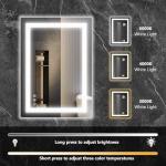 Sweetcrispy 24.1"x32.1" Smart Anti-Fog LED Bathroom Mirror with Front Light & Backlit, 3 Color Temperatures, Dimmable, Memory Function, Rectangle Modern Vanity Mirror