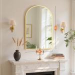 Sweetcrispy 24"x36" Arched Gold Bathroom Mirror Wall Mounted Vanity Metal Frame Mirror for Bedroom, Entryway, Living Room