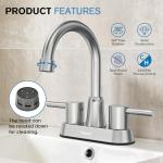 Bathroom Faucets, Bathroom Faucet 3 Hole, Bathroom Sink Faucet, Faucet for Sink 4 Inch 2 Handle Centerset, Lead-Free, with Copper Pop Up Drain (Brushed Nickel)