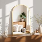 Sweetcrispy 24"x36" Arched Gold Bathroom Mirror Wall Mounted Vanity Metal Frame Mirror for Bedroom, Entryway, Living Room