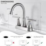 Bathroom Sink Faucet 4 Inch 2 Handle Centerset Brushed Nickel Lead-Free Modern Bathroom Faucet Vanity Faucet with Pop-up Drain Stopper and Supply Hoses