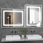 Sweetcrispy 24.1"x32.1" Smart Anti-Fog LED Bathroom Mirror with Front Light & Backlit, 3 Color Temperatures, Dimmable, Memory Function, Rectangle Modern Vanity Mirror