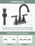 Cobbe Bathroom Faucets for Sink 3 Hole, 4 Inch with Pop Up Drain and 2 Supply Hoses, 2 Handle Centerset Bathroom Faucet for Sink Vanity, Midnight Black Matte