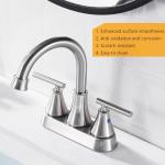 Bathroom Sink Faucet 4 Inch 2 Handle Centerset Brushed Nickel Lead-Free Modern Bathroom Faucet Vanity Faucet with Pop-up Drain Stopper and Supply Hoses