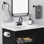 Bathroom Faucets for Sink 3 Hole, Hurran 4 inch Matte Black with Pop-up Drain and 2 Supply Hoses, Stainless Steel Lead-Free 2-Handle Centerset Faucet for Sink Vanity