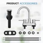 Bathroom Faucets, Bathroom Faucet 3 Hole, Bathroom Sink Faucet, Faucet for Sink 4 Inch 2 Handle Centerset, Lead-Free, with Copper Pop Up Drain (Brushed Nickel)