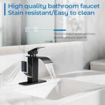 RNDIOZD Matte Black Bathroom Faucets, Waterfall Bathroom Sink Faucet Modern Single Handle Bathroom Faucte 1 or 3 Hole, RV Mixer Tap Vanity Faucet - Includes Pop-up Drain Supply Hoses Deck Plate