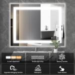 Sweetcrispy 24.1"x32.1" Smart Anti-Fog LED Bathroom Mirror with Front Light & Backlit, 3 Color Temperatures, Dimmable, Memory Function, Rectangle Modern Vanity Mirror