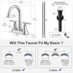 Bathroom Faucets for Sink 3 Hole, Hurran 4 inch Brushed Nickel Bathroom Sink Faucet with Pop-up Drain and Supply Lines, Stainless Steel Centerset Faucets for Sink Vanity RV